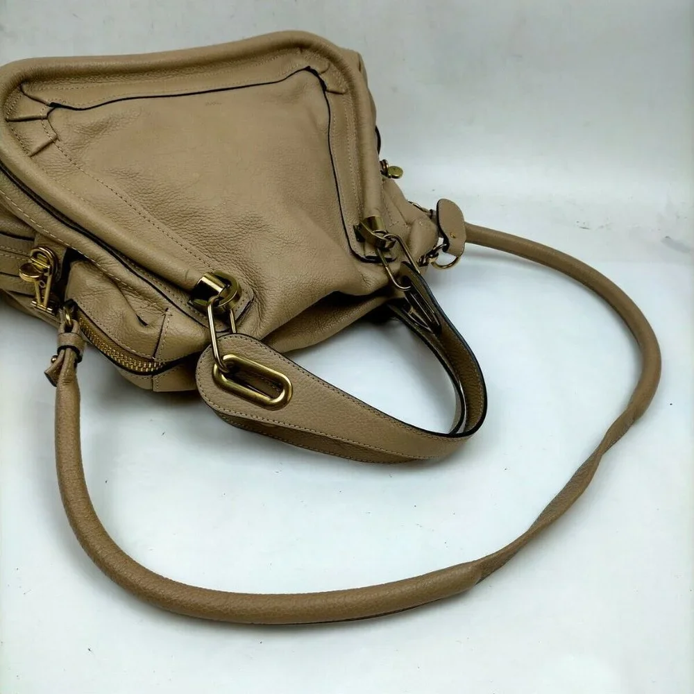 Chloe Hand Bag Beige Leather